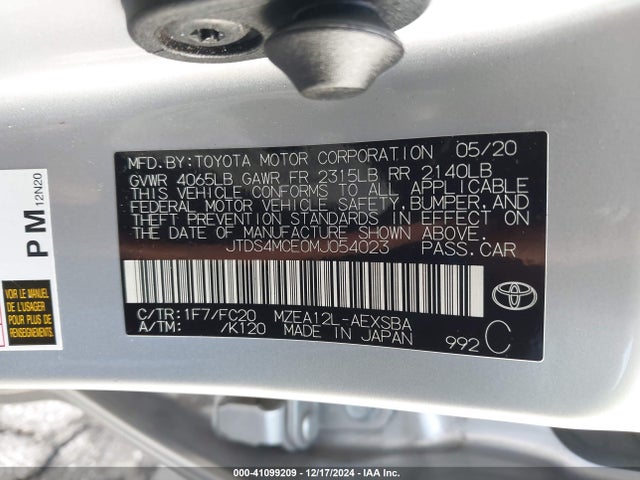 JTDS4MCE0MJ054023 Toyota COROLLA SE