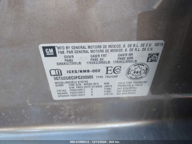 3GTU2UEC9FG290989 GMC Sierra 1500 Sle