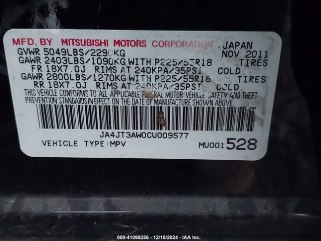 2012 MITSUBISHI OUTLANDER JA4JT3AW0CU009577 Photo 8