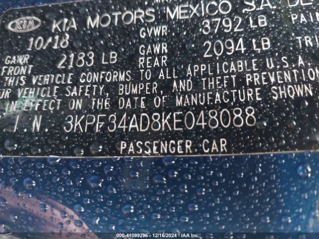 3KPF34AD8KE048088 KIA FORTE S