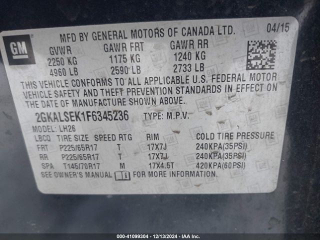 2GKALSEK1F6345236 GMC Terrain Slt-1