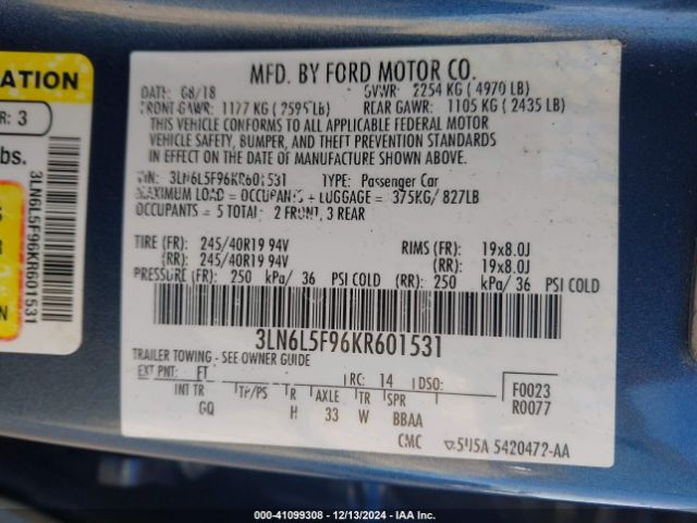 3LN6L5F96KR601531 Lincoln Mkz Reserve Ii