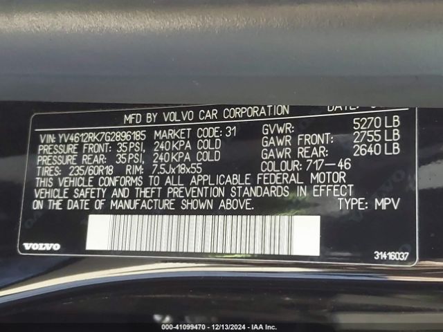 YV4612RK7G2896185 Volvo Xc60 T5 Premier