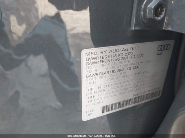 2019 AUDI Q3 WA1AECF37K1076492 Photo 8