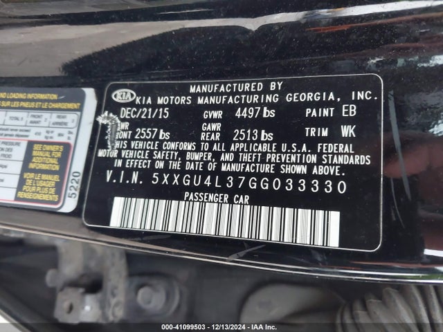 KIA OPTIMA EX 2016 5XXGU4L37GG033330 Image 9