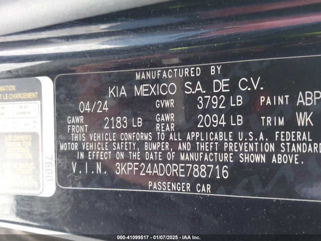 KIA FORTE LX 2024 3KPF24AD0RE788716 Image 9