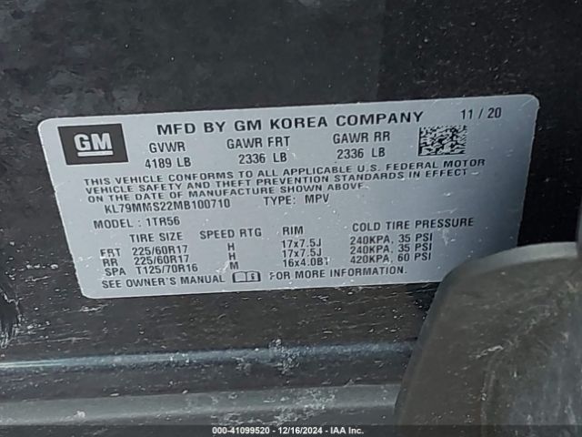 KL79MMS22MB100710 Chevrolet Trailblazer Fwd Ls