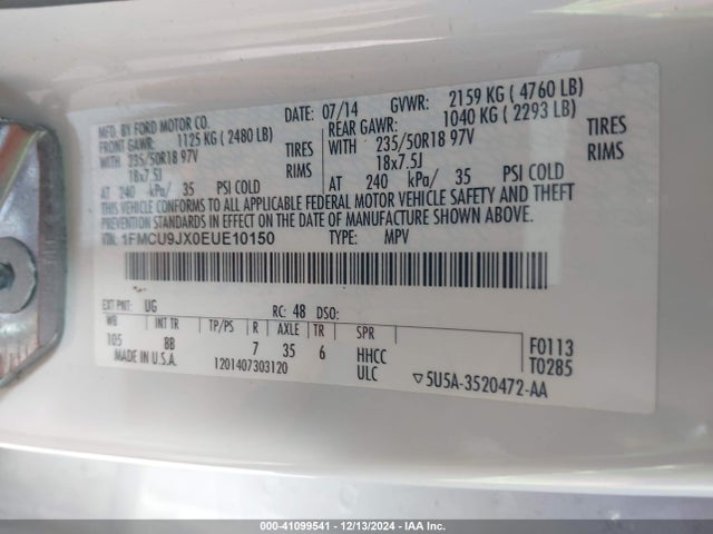 Ford Escape Titanium 2014 1FMCU9JX0EUE10150 Image 9