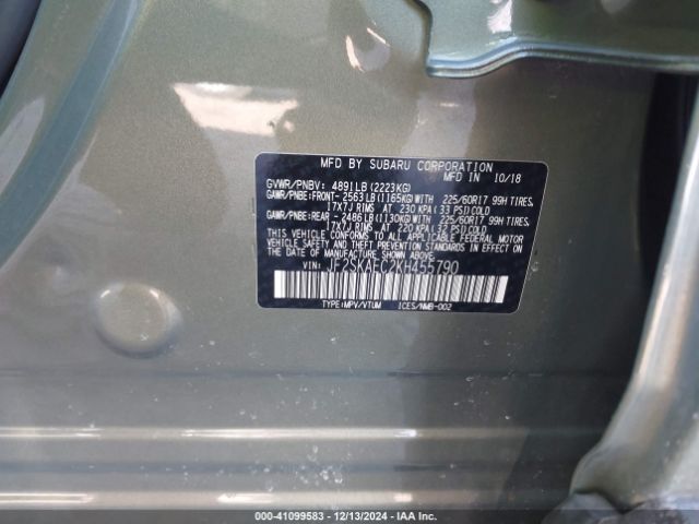 JF2SKAEC2KH455790 Subaru Forester Premium