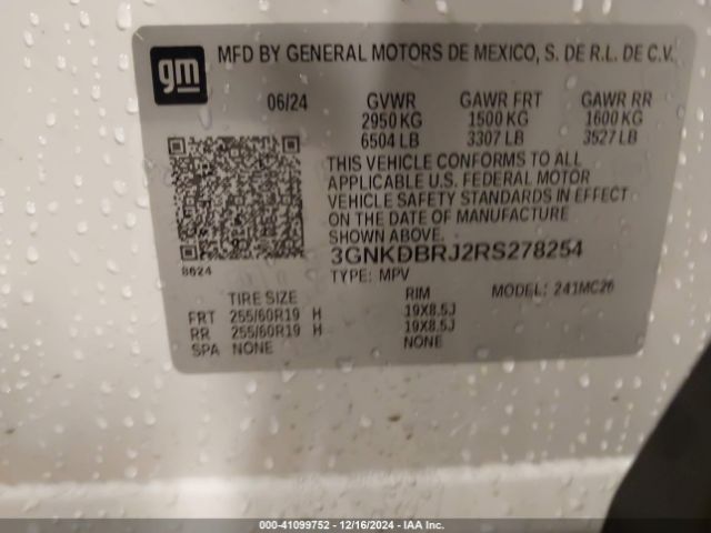 3GNKDBRJ2RS278254 Chevrolet Blazer Ev Eawd 2lt