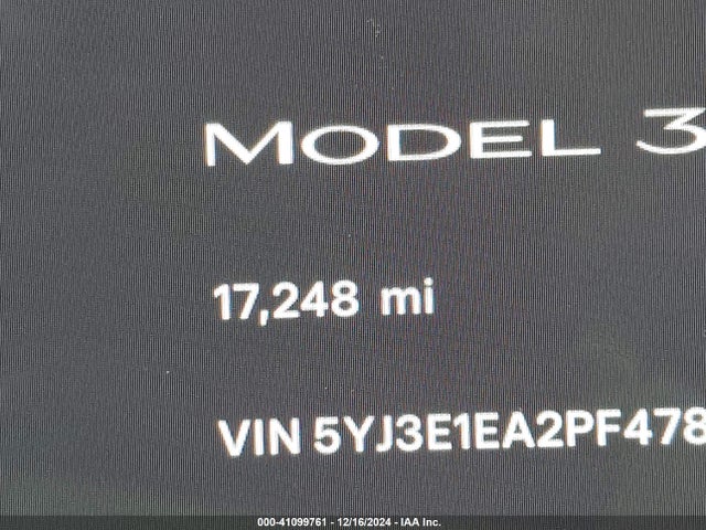 5YJ3E1EA2PF478423 Tesla MODEL 3