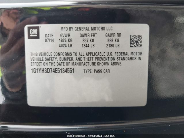 1G1YH3D74E5134551 Chevrolet Corvette Stingray Z51