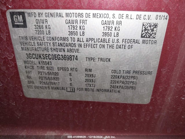 Chevrolet Silverado 1500 2lz 2014 3GCUKSEC0EG369874 Image 9