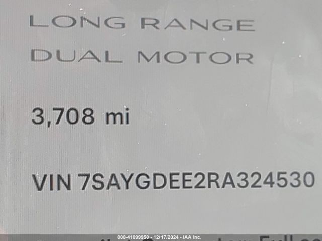7SAYGDEE2RA324530 Tesla Model Y Long Range Dual Motor All-wheel Drive