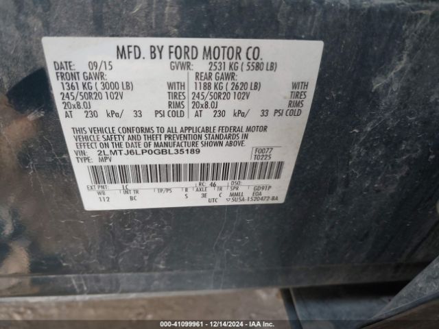 2LMTJ6LP0GBL35189 Lincoln Mkx Reserve