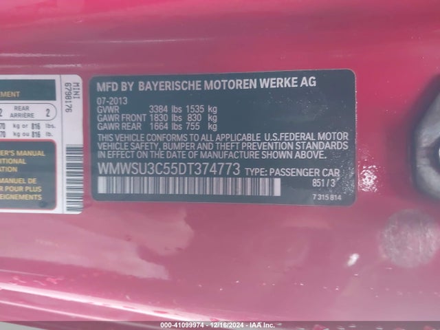 2013 MINI HARDTOP WMWSU3C55DT374773 Photo 8