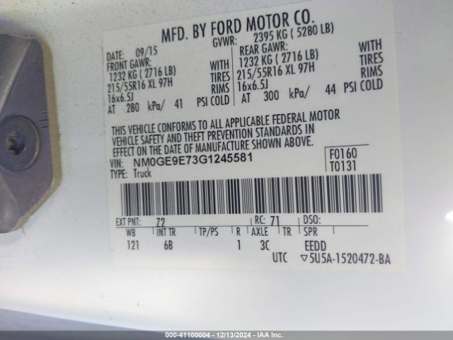 NM0GE9E73G1245581 Ford Transit Connect Xl