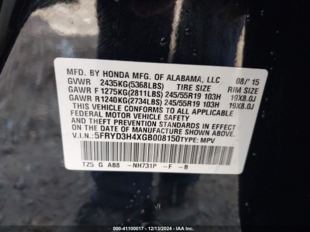 2016 ACURA MDX 5FRYD3H4XGB008150 Photo 8