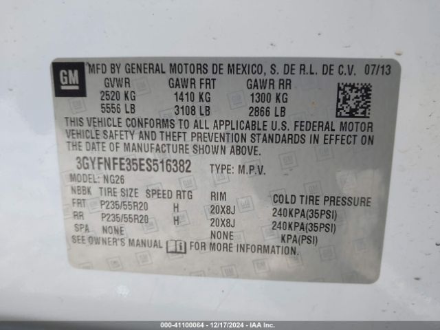 3GYFNFE35ES516382 Cadillac Srx Performance Collection