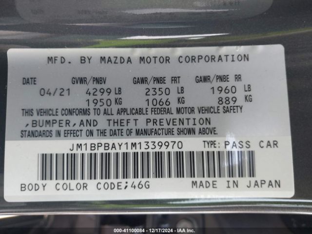 JM1BPBAY1M1339970 Mazda Mazda3 2.5 Turbo
