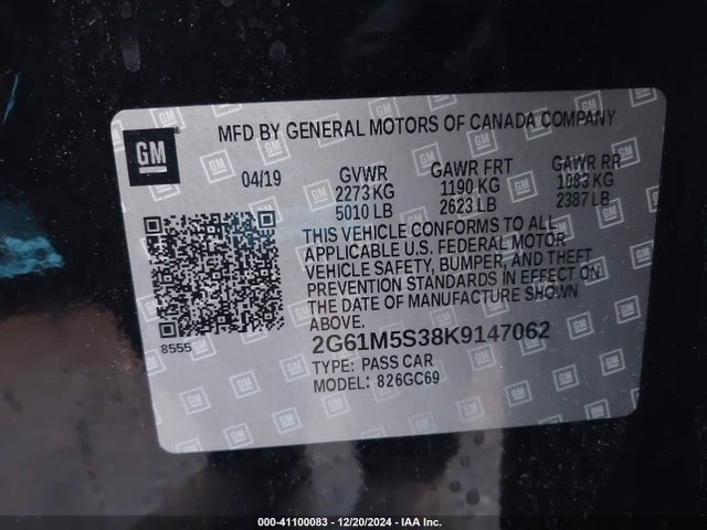 2019 CADILLAC XTS 2G61M5S38K9147062 Photo 8