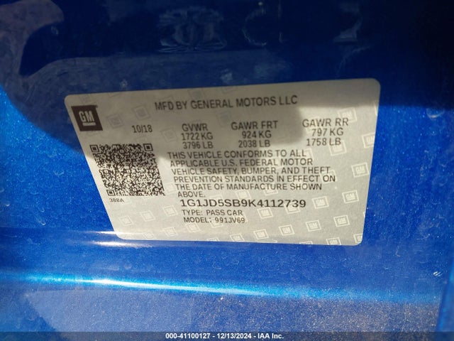 Chevrolet Sonic Lt Auto 2019 1G1JD5SB9K4112739 Image 9