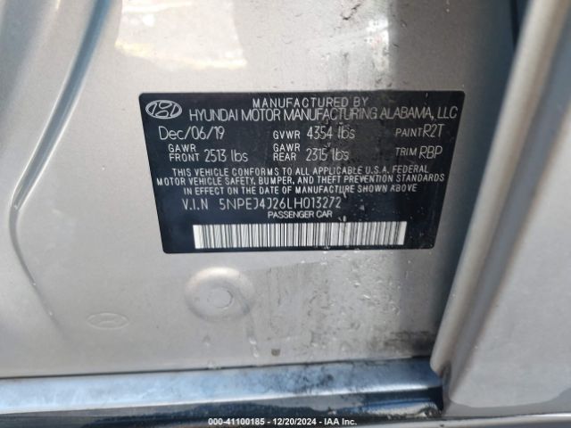 5NPEJ4J26LH013272 Hyundai Sonata Sel Plus