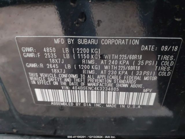 4S4BSENC4K3234805 Subaru Outback 3.6r Limited