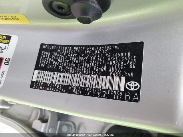 Toyota COROLLA LE 2017 5YFBURHE9HP683173 Image 9