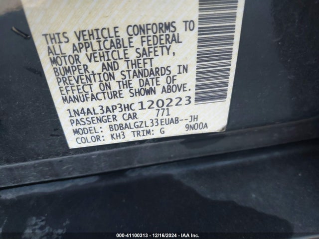 1N4AL3AP3HC120223 Nissan Altima 2.5 S