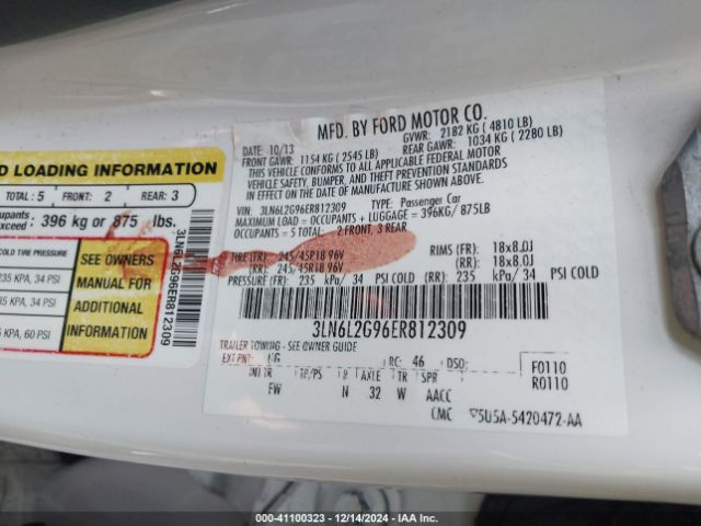 3LN6L2G96ER812309 Lincoln MKZ