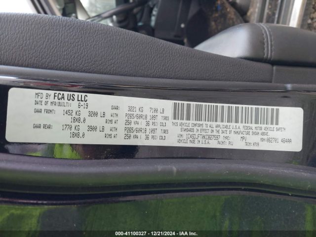 1C4SDJFT0KC827597 Dodge Durango Pursuit Awd