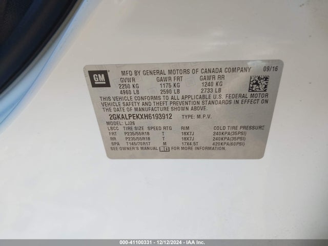 2GKALPEKXH6193912 GMC Terrain Slt