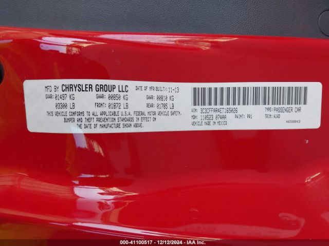 3C3CFFAR4ET165026 Fiat 500 POP