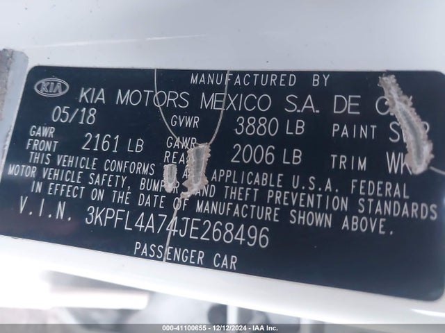 KIA FORTE LX 2018 3KPFL4A74JE268496 Image 9