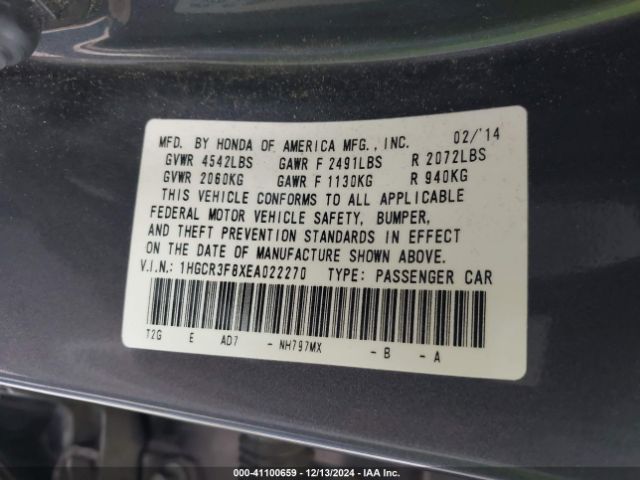 1HGCR3F8XEA022270 Honda Accord Ex-l V-6