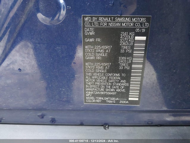 Nissan ROGUE SV 2019 KNMAT2MV8KP556497 Image 9