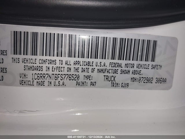 1C6RR7NT6FS776520 RAM 1500 Laramie