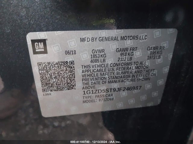 1G1ZD5ST9JF246987 Chevrolet MALIBU LT