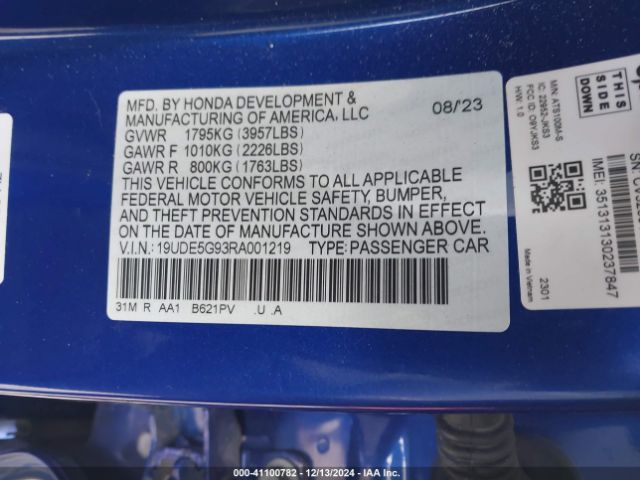 19UDE5G93RA001219 Acura Integra Type S