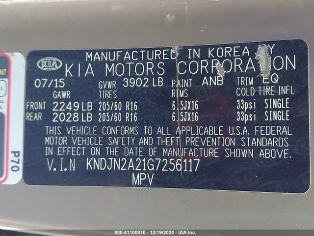 KIA Soul 2016 KNDJN2A21G7256117 Image 9