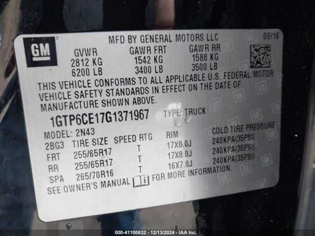 1GTP6CE17G1371967 GMC CANYON SLE