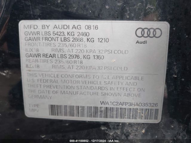 WA1C2AFP3HA035326 Audi Q5 2.0t Premium