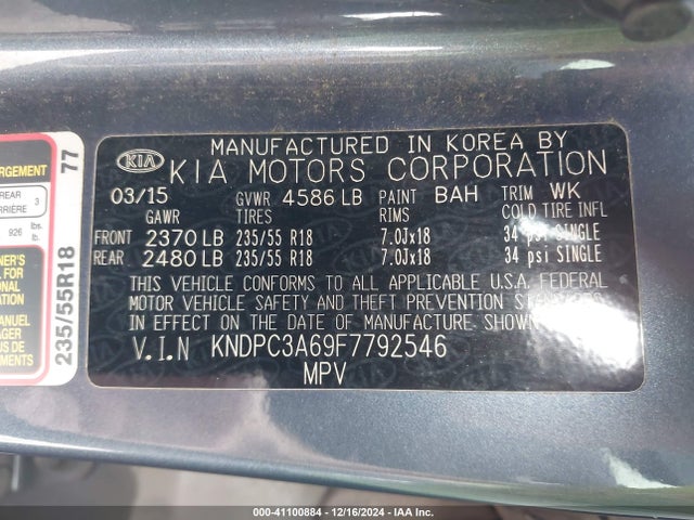 KIA Sportage Sx 2015 KNDPC3A69F7792546 Image 9