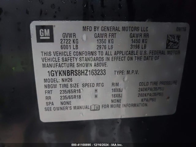 2017 CADILLAC XT5 1GYKNBRS8HZ163233 Photo 8