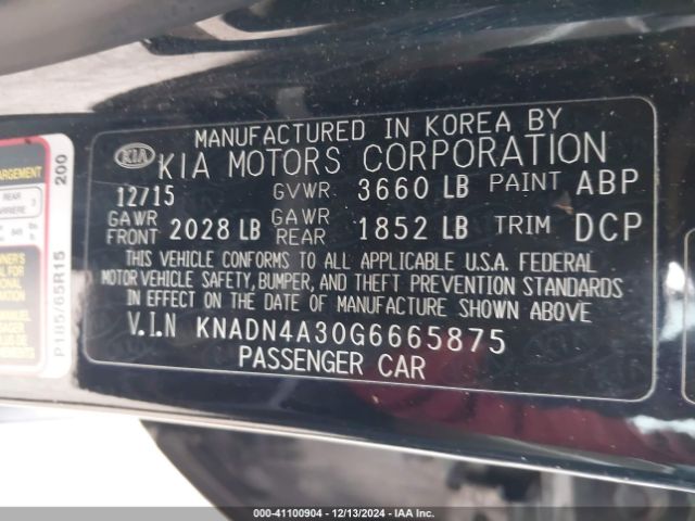 KNADN4A30G6665875 KIA RIO EX