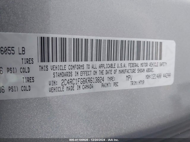 2C4RC1FG6KR613824 Chrysler Pacifica Touring Plus