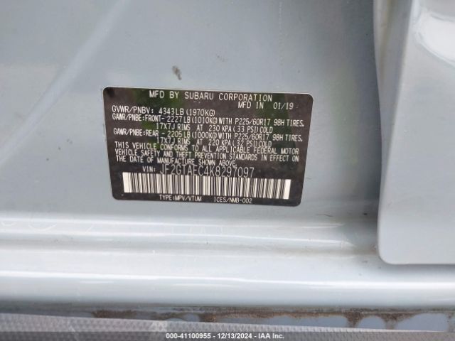 JF2GTAEC4K8297097 Subaru Crosstrek 2.0i Premium