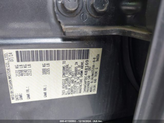 1N4AA5AP3EC488169 Nissan Maxima 3.5 Sv