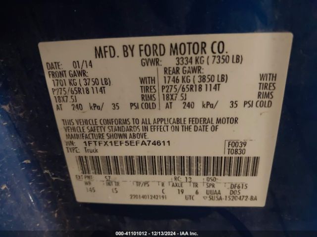 1FTFX1EF5EFA74611 Ford F-150 Stx